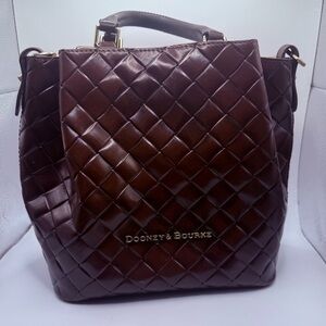 Dooney & Bourke Dark Brown Quilted Shoulder Bag w/ crossbody strap